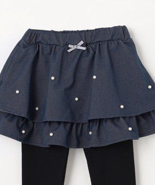 ANY KIDS パール×デニムニットスカッツ ネイビー