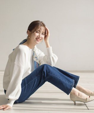 ANY SIS フラワー スカーフ アイボリーベース