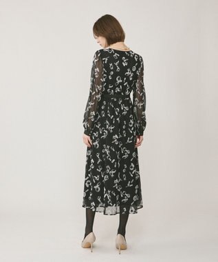 GRACE CONTINENTAL コスメフロッキープリントワンピース ブラック