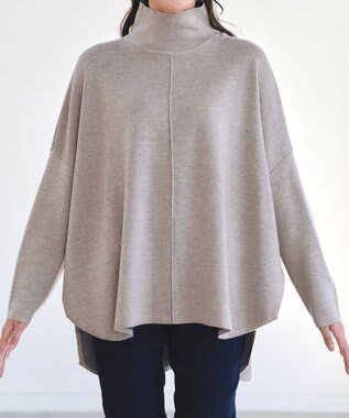 Tiaclasse 【洗える】リバーシブルWフェイスポンチョ風ニット ベージュ