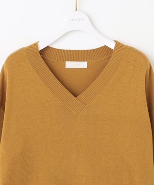 ANY SIS 【ウールブレンドシリーズ】フロント切替Vネック ニット マスタード