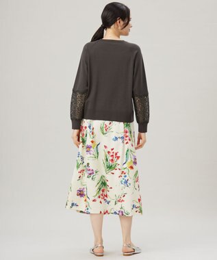 自由区 L 【洗える】レースコンビ ニット スレート