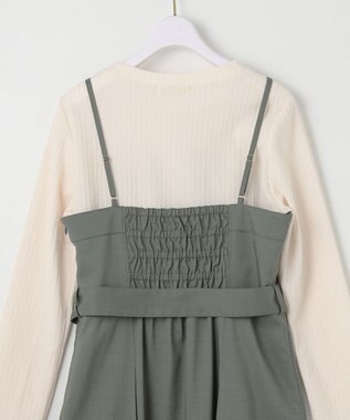 ANY SIS L 【2SET】ビスチェワンピース×シアーラッセルプルオーバーセット カーキ系