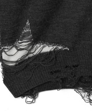 WEGO 【ユニセックス着用ITEM】ダメージジャガードニットプルオーバー スミクロ