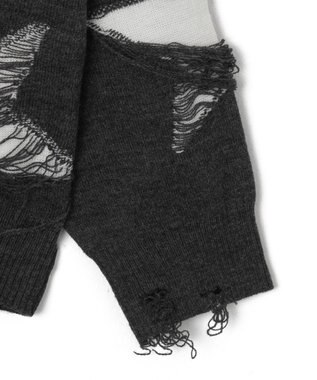 WEGO 【ユニセックス着用ITEM】ダメージジャガードニットプルオーバー スミクロ