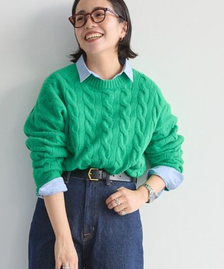 AMERICAN HOLIC ミドルゲージケーブルニットプルオーバー Green