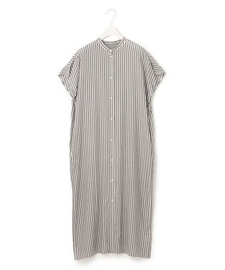 ICB 【洗える】 キュプラローンストライプ ワンピース ブラックストライプ系