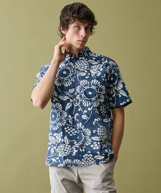 JOSEPH ABBOUD 【老舗アロハシャツブランドとコラボ・限定色あり】カハラアロハ シャツ ダルブルー系7