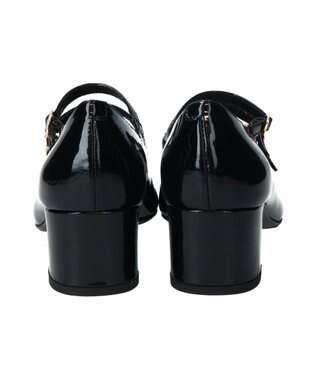 INTER-CHAUSSURES 【FABIO RUSCONI】スクエアトウトリプルストラップパンプス ブラックエナメル