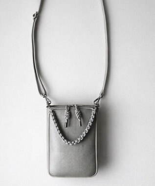 style code 【ペットボトル収納可能 】本革 縦型 ポシェット スマホショルダー　お財布機能付き　 シルバー