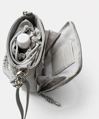 style code 【ペットボトル収納可能 】本革 縦型 ポシェット スマホショルダー　お財布機能付き　 シルバー