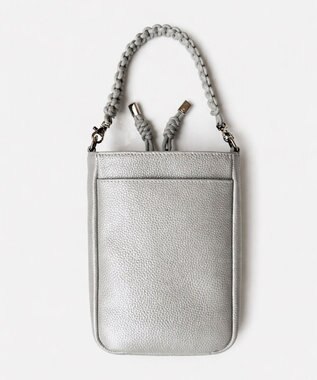 style code 【ペットボトル収納可能 】本革 縦型 ポシェット スマホショルダー　お財布機能付き　 シルバー