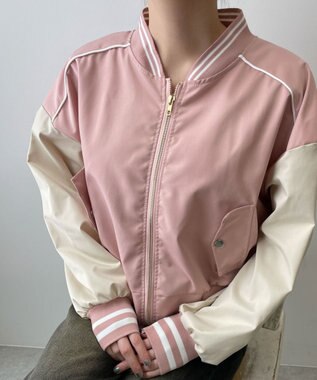 WEGO 配色デザインブルゾン ブラック