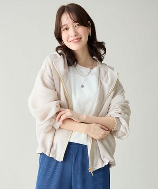ANY L メッシュブルゾン ライトベージュ