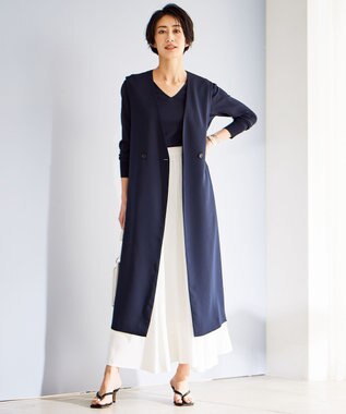 ICB 【接触冷感・UVケア・速乾・洗える】FluidBackSatin ロングジレ ネイビー系