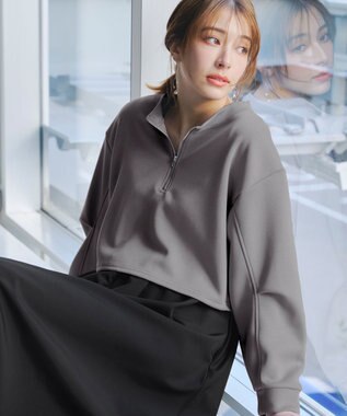 Tiaclasse 【2点セット・洗える】 ハーフジッププルオーバー＆ワンピース グレー