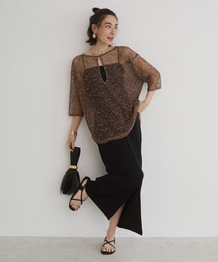 WEGO 【ANGIE VINTAGE】メッシュスキッパープルオーバー ブラウン