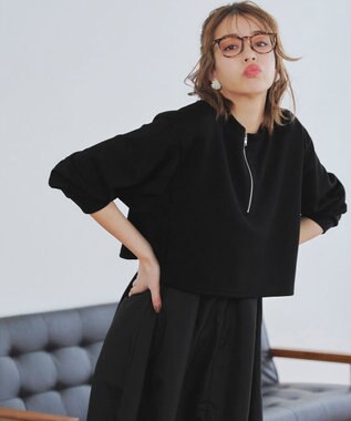 Tiaclasse 【2点セット・洗える】 ハーフジッププルオーバー＆ワンピース ブラック