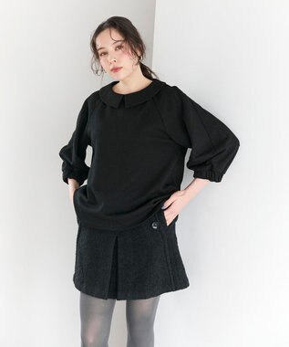 #Newans 【セレモニーにも/洗濯機可】ランタンスリーブブラウス ブラック