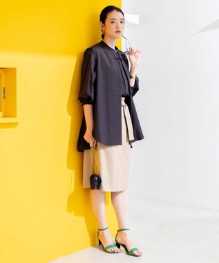 組曲 L ドビーストライプ ブラウス ブラック系