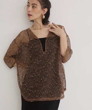 WEGO 【ANGIE VINTAGE】メッシュスキッパープルオーバー ブラウン