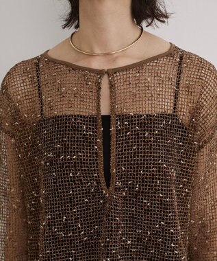 WEGO 【ANGIE VINTAGE】メッシュスキッパープルオーバー ブラウン