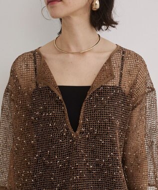 WEGO 【ANGIE VINTAGE】メッシュスキッパープルオーバー ブラウン