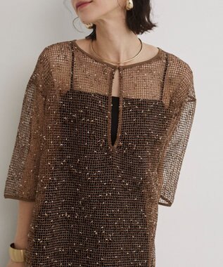 WEGO 【ANGIE VINTAGE】メッシュスキッパープルオーバー ブラウン
