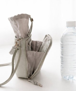 style code 【ペットボトル収納可能 】本革 縦型 ポシェット スマホショルダー　お財布機能付き　 シルバー