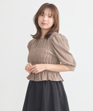 earth music&ecology ポコポコシャーリングトップス Mocha