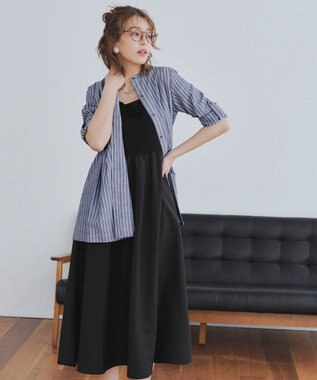 Tiaclasse 【2点セット・洗える】 ハーフジッププルオーバー＆ワンピース ブラック