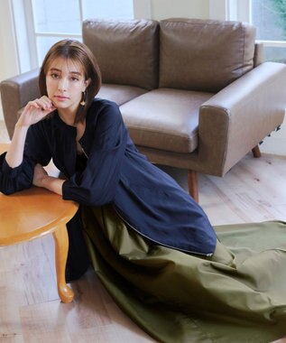 Tiaclasse 【2点セット・洗える】 ハーフジッププルオーバー＆ワンピース ベージュ