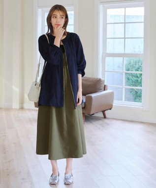 Tiaclasse 【2点セット・洗える】 ハーフジッププルオーバー＆ワンピース ベージュ