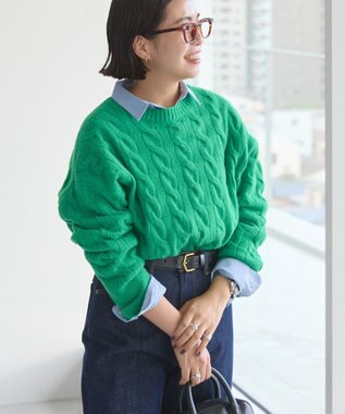 AMERICAN HOLIC ミドルゲージケーブルニットプルオーバー Green