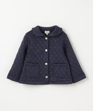 組曲 KIDS 【80-100cm】フラワーキルトジャガード アウター ネイビー系