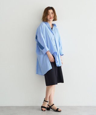 YECCA VECCA リブMIXストライプオーバーシャツ Stripe