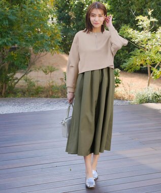 Tiaclasse 【2点セット・洗える】 ハーフジッププルオーバー＆ワンピース ベージュ