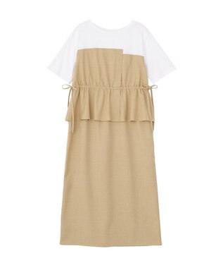 Green Parks 異素材ドッキングワンピース Beige