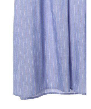 Green Parks 綿麻混スキッパーミニワンピース Stripe Sax