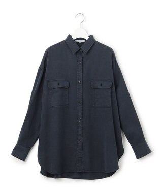 23区 L 【SLOW/一部店舗限定】ガーメントツイル 2WAY シャツ ネイビー系