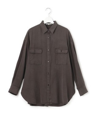 23区 L 【SLOW/一部店舗限定】ガーメントツイル 2WAY シャツ ダークブラウン系