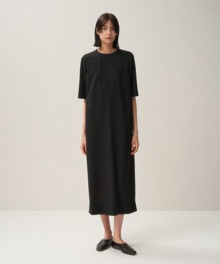 ATON HIGH TWIST WOOL | ハーフスリーブドレス BLACK
