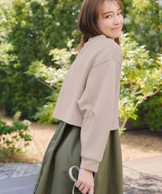 Tiaclasse 【2点セット・洗える】 ハーフジッププルオーバー＆ワンピース ベージュ