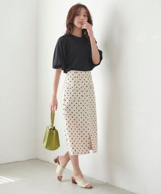 Feroux 【UVケア】バックリボンボリュームスリーブ Tシャツ ブラック系