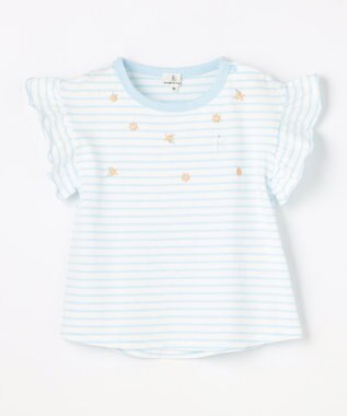 組曲 KIDS 【80-100㎝】 フルーティーボーダーTシャツ サックスブルー
