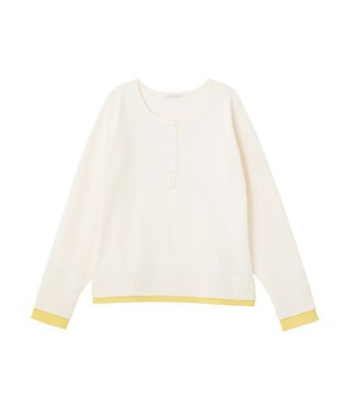 Green Parks ヘンリーネックレイヤードニットプルオーバー White