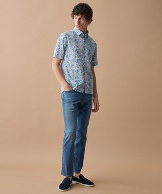 JOSEPH ABBOUD 【清涼・JAPANファブリック】パナマボイルリゾートプリントシャツ サックスブルー系6
