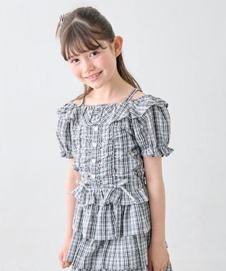 ANY KIDS 【洗濯機可能】2WAY チェックブラウス