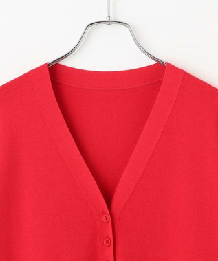 #Newans 【洗える】ファインボタンＶネックカーディガン レッド