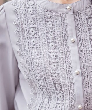 Tiaclasse L 【新色追加】レースブラウス ライトグレー